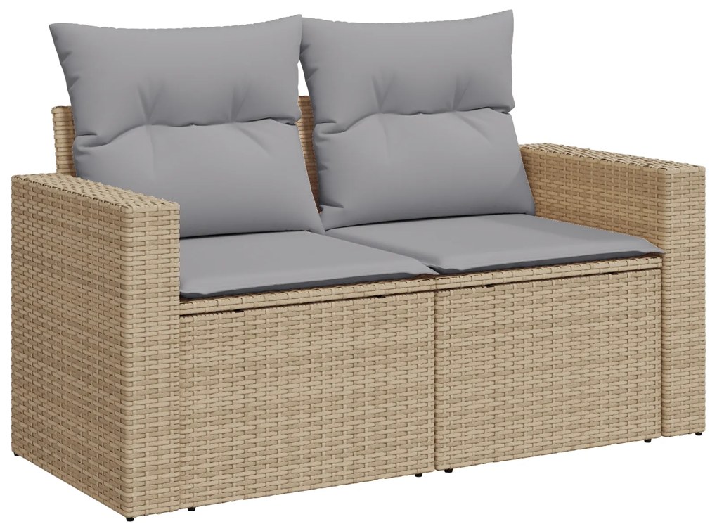 vidaXL Set Καναπέ Κήπου 9 Τεμαχίων με Μαξιλάρια Μπεζ Πολυ Ράττεν Ακακία.