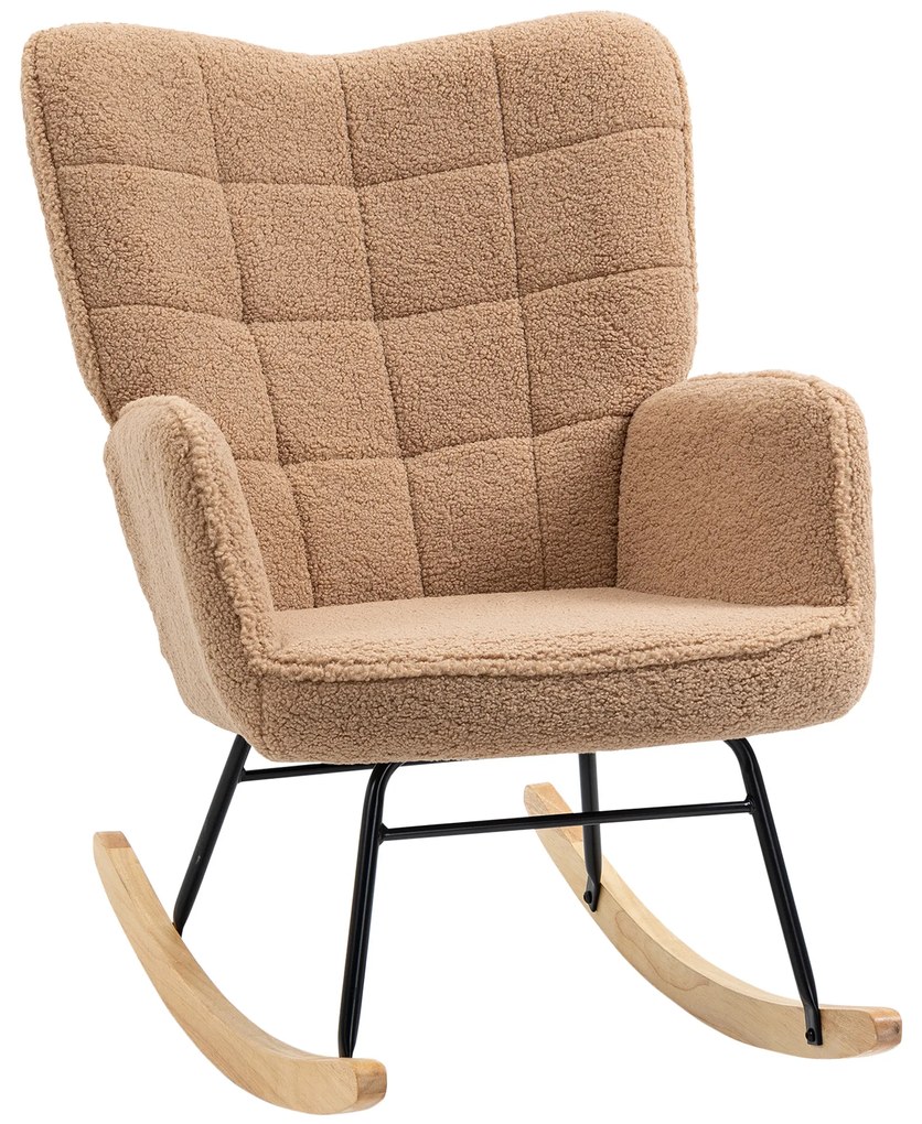 Πολυθρόνα-κουνιστήρα σε ρετρό στυλ, μασίφ ξύλο, πολυθρόνα, πολυθρόνα χαλάρωσης, 98 cm x 71 cm x 101 cm, Καφέ