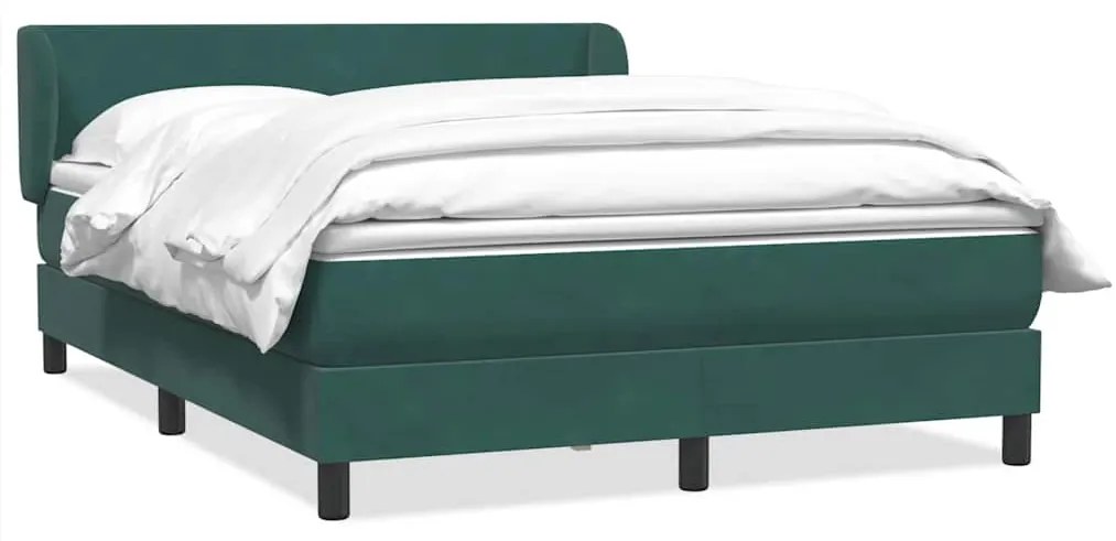 vidaXL Κρεβάτι Boxspring με Στρώμα Σκούρο Πράσινο 140x210εκ. Βελούδινο