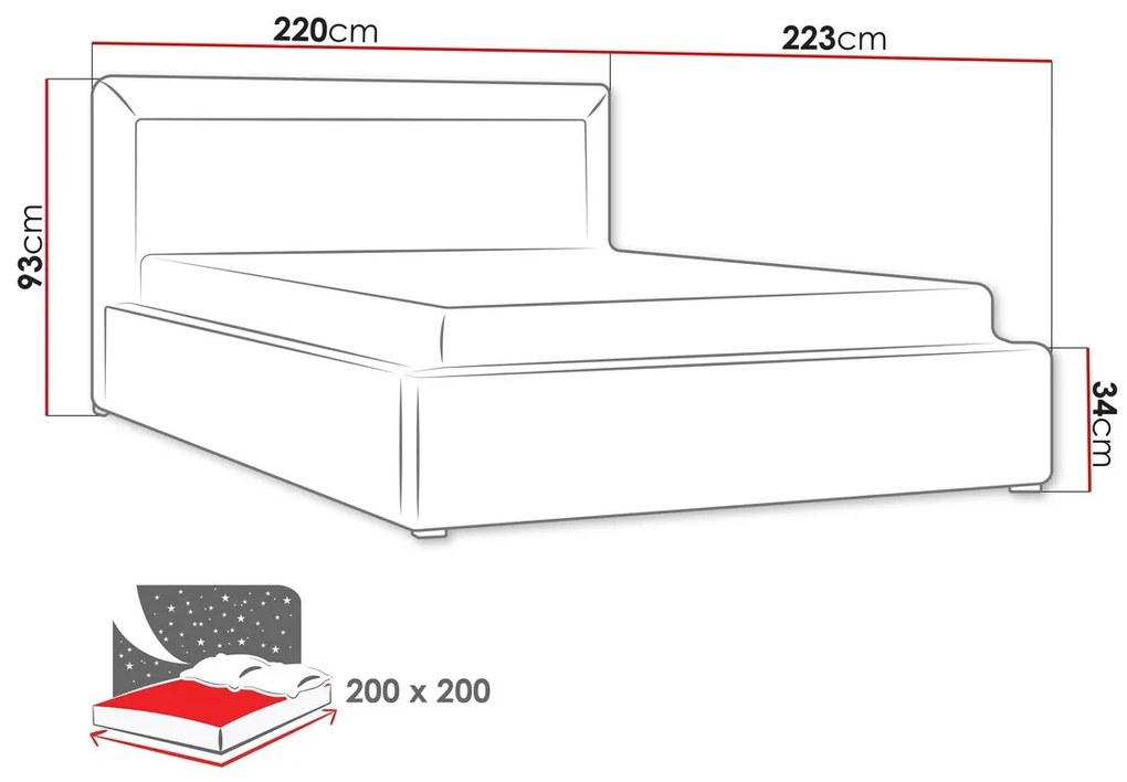 Κρεβάτι Pomona 101, Διπλό, Τυρκουάζ, 200x200, Ταπισερί, Τάβλες για Κρεβάτι, 220x223x93cm, 105 kg | Epipla1.gr