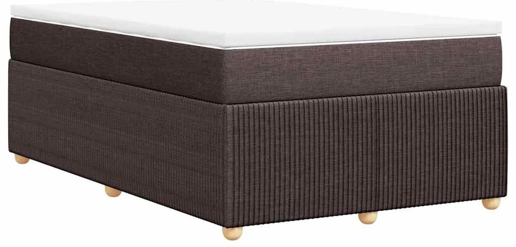 vidaXL Κρεβάτι Boxspring με Στρώμα Σκούρο Καφέ 120x200 εκ. Υφασμάτινο