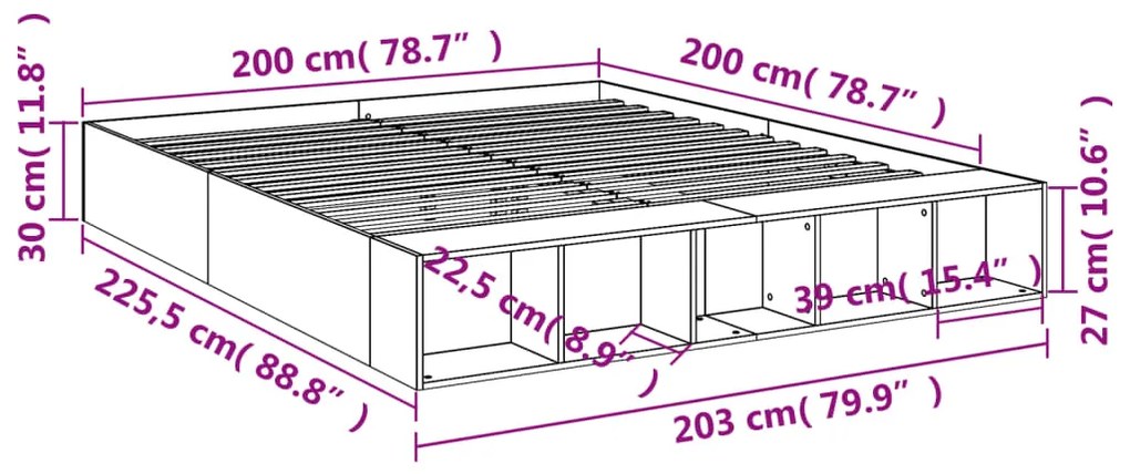 ΠΛΑΙΣΙΟ ΚΡΕΒΑΤΙΟΥ ΓΚΡΙ ΣΚΥΡΟΔΕΜΑΤΟΣ 200X200 ΕΚ. ΕΠΕΞΕΡΓ. ΞΥΛΟ 3280541