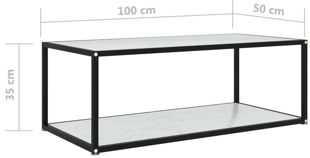 vidaXL Τραπεζάκι Σαλονιού Λευκό 100 x 50 x 35 εκ. από Ψημένο Γυαλί
