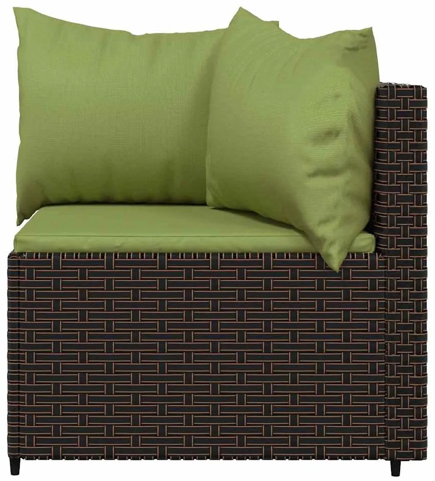 vidaXL Καναπέδες Κήπου Γωνιακοί με Μαξιλάρια 2 τεμ. Καφέ Συνθ. Ρατάν