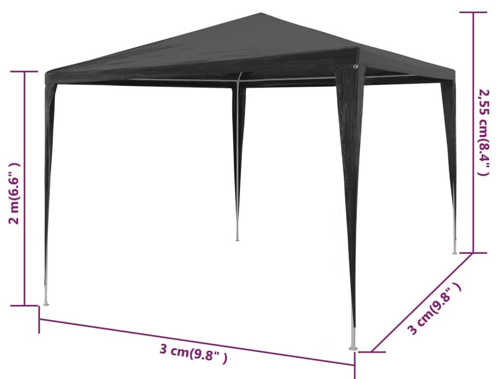 vidaXL Τέντα Εκδηλώσεων Ανθρακί 3 x 3 μ. από Πολυαιθυλένιο
