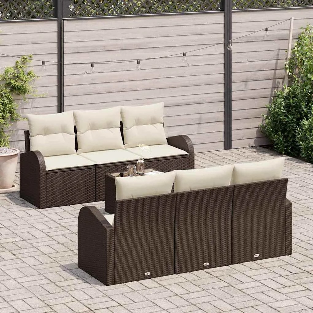 vidaXL Σετ Καναπέ Κήπου 7 pcs Καφέ 55 x 55 x 37 εκ Πολυ ράταν