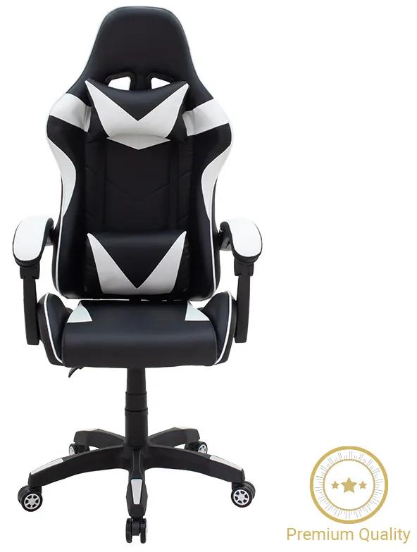 232-000005 Καρέκλα γραφείου gaming Leoni pakoworld PU μαύρο-λευκό 62,0x56,0x139,0εκ PU - PP - PVC BLACK - WHITE, 1 Τεμάχιο