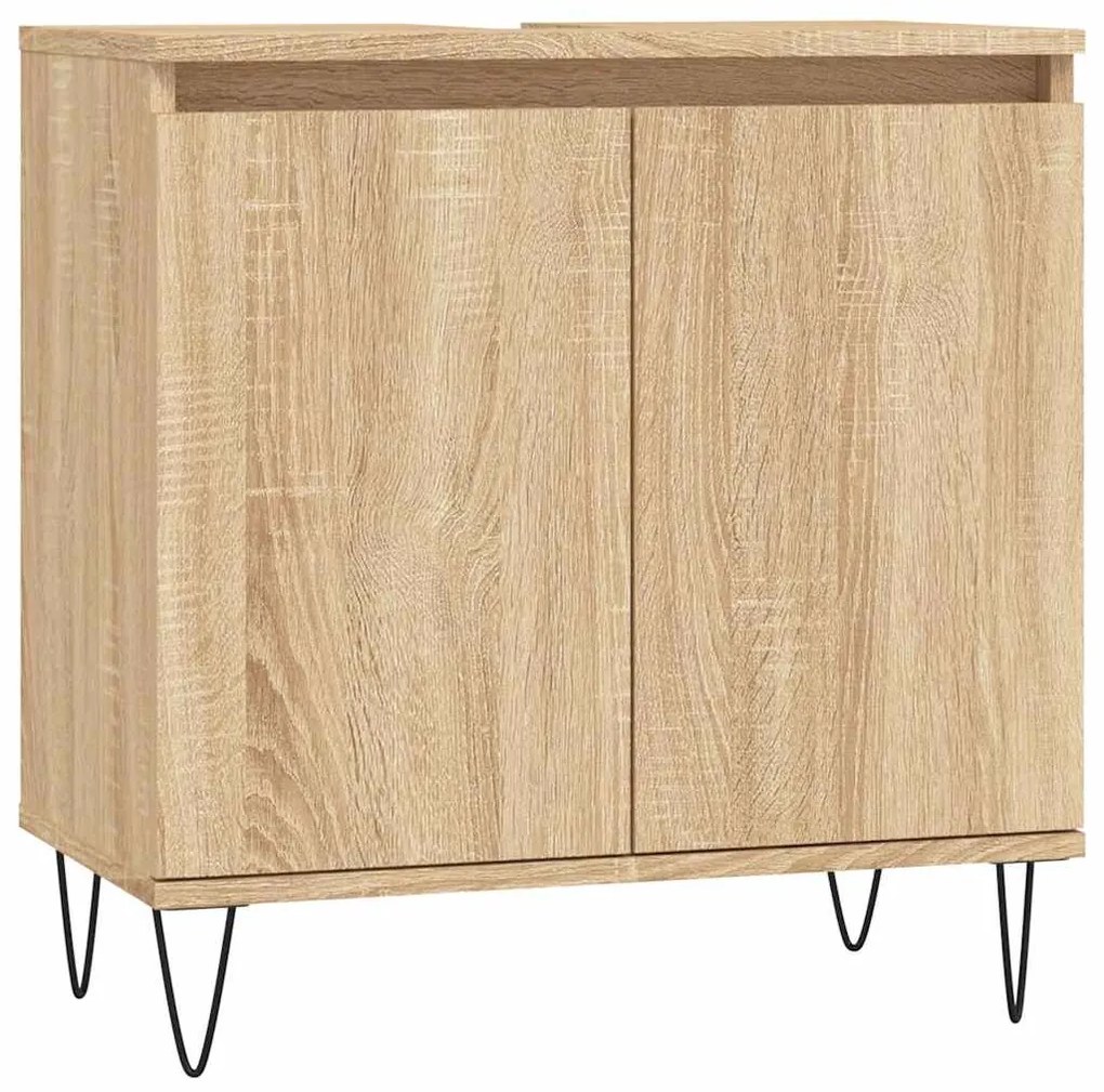 vidaXL Ντουλάπι Μπάνιου Sonoma Δρυς 58 x 33 x 60 εκ. από Επεξεργ. Ξύλο
