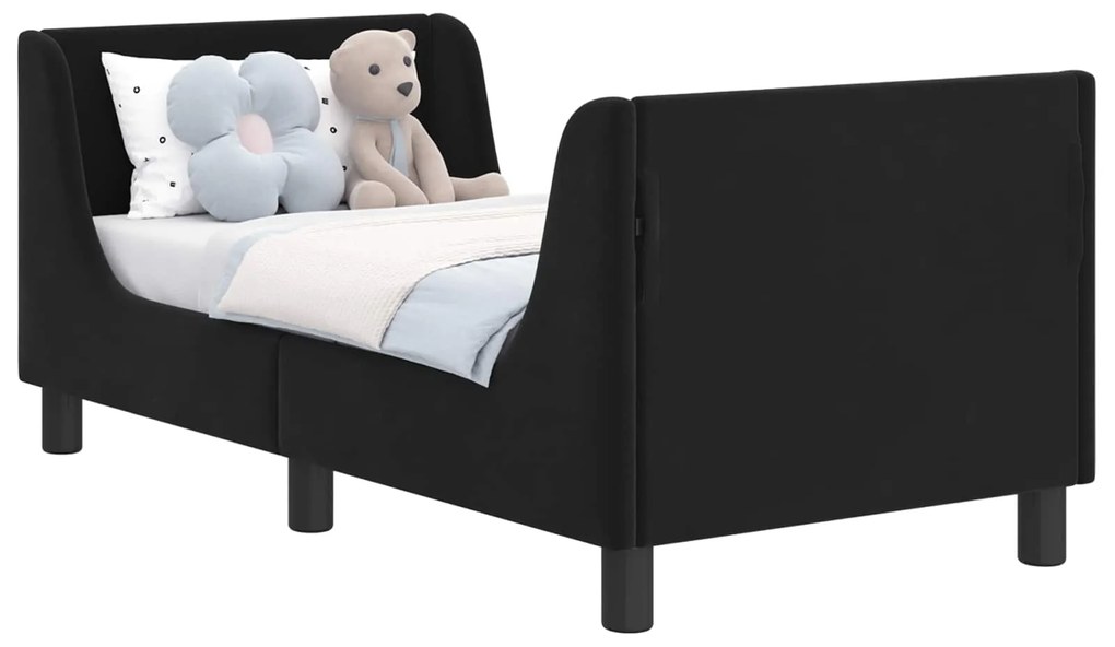 vidaXL Κρεβατική βάση για παιδιά με προσκέφαλο Μαύρο 70 x 140 cm