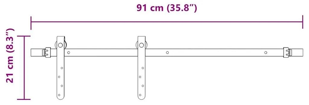 Κιτ συρόμενης πόρτας γραφείου 91 cm από ανθρακούχο χάλυβα