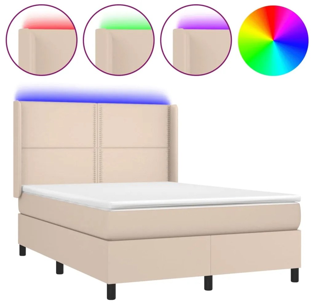 ΚΡΕΒΑΤΙ BOXSPRING ΣΤΡΩΜΑ&amp;LED ΚΑΠΟΥΤΣΙΝΟ 140X190 ΕΚ. ΣΥΝΘ. ΔΕΡΜΑ 3139324