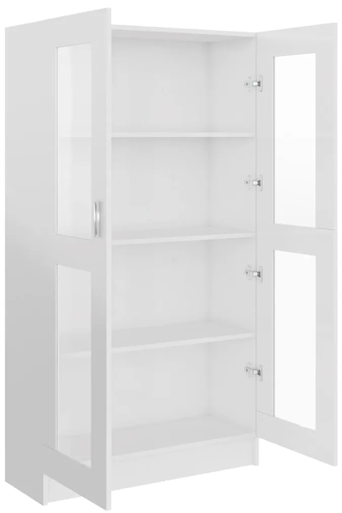 vidaXL Βιτρίνα Γυαλιστερό Λευκό 82,5 x 30,5 x 150 εκ. Επεξ. Ξύλο
