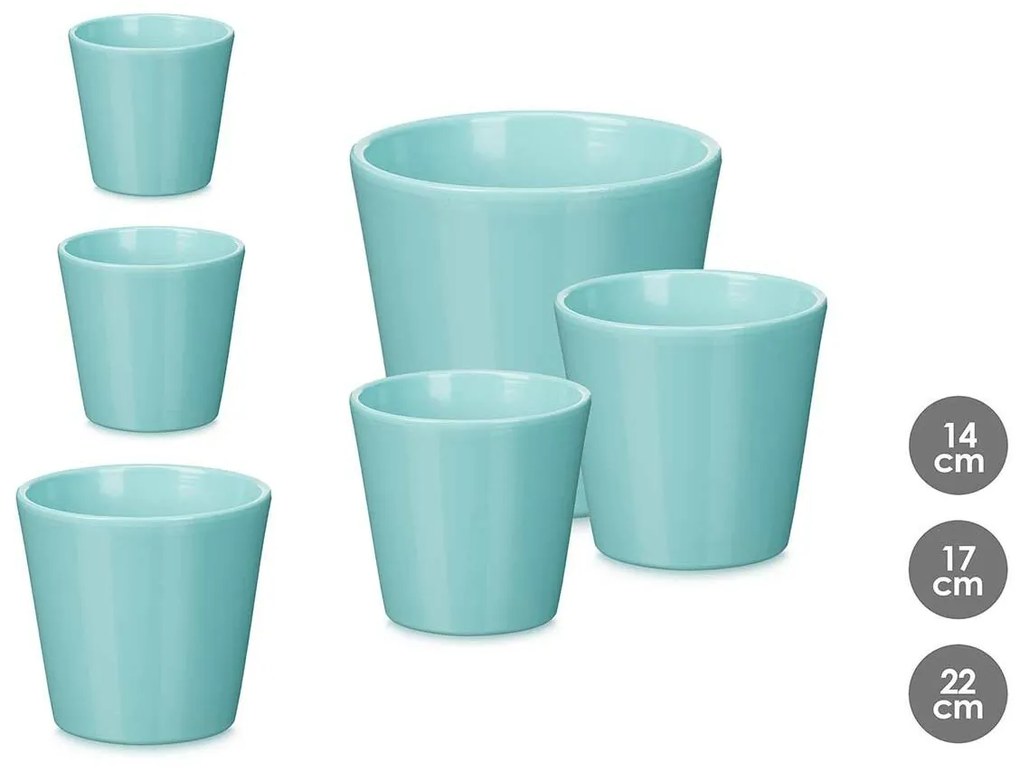 Σετ από Γλάστρες Ibergarden Τυρκουάζ Άργιλος Ø 14 cm Ø 22 cm Ø 17 cm 3 Τεμάχια