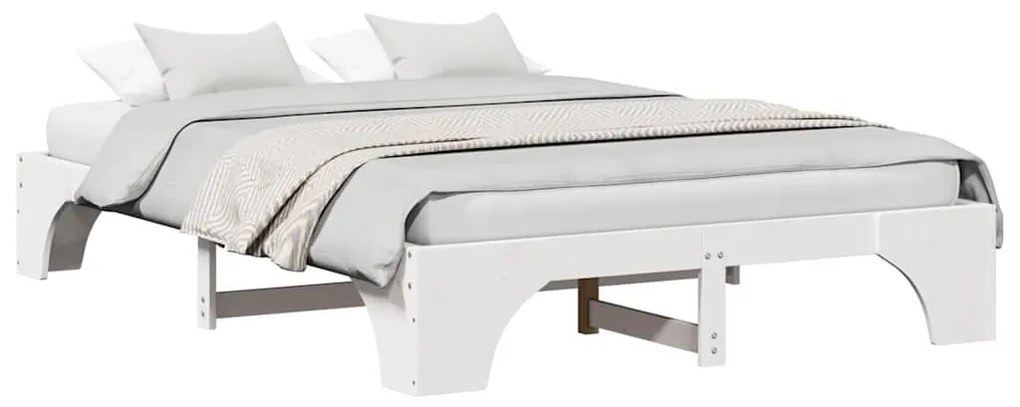 vidaXL Κρεβάτι Λευκό 140x200 cm Μασίφ Ξύλο Πεύκου