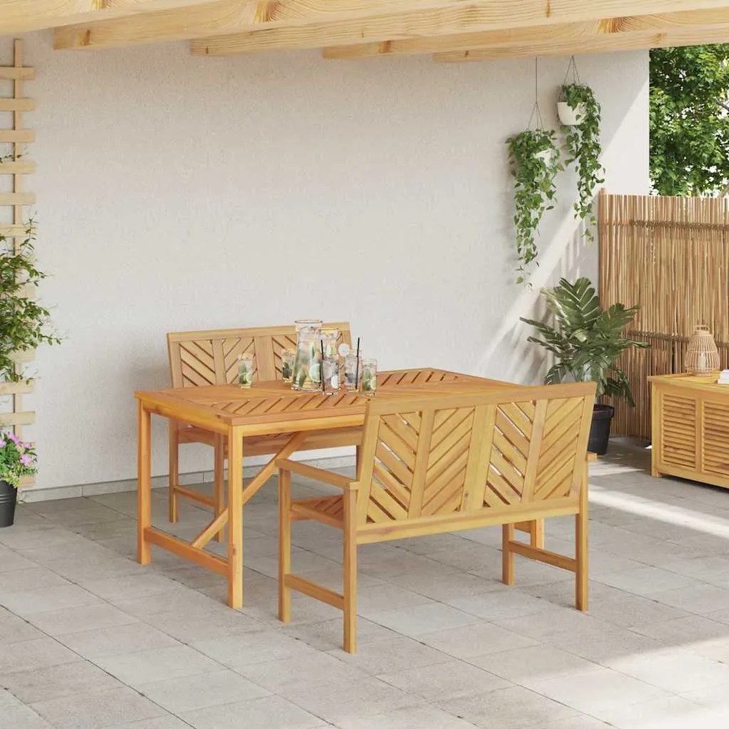 vidaXL Σέτ φαγητού για κήπο 3 pcs Καφέ 150 x 90 x 74 cm