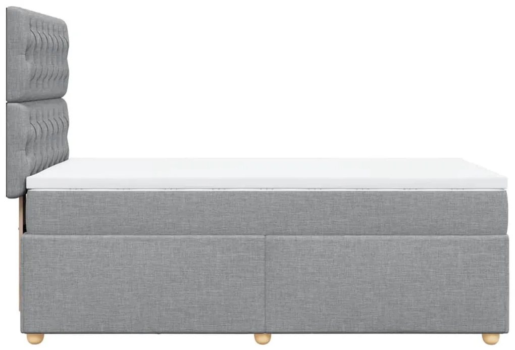 Κρεβάτι Boxspring με Στρώμα Ανοιχτό Γκρι 100x200 εκ. Υφασμάτινο - Γκρι