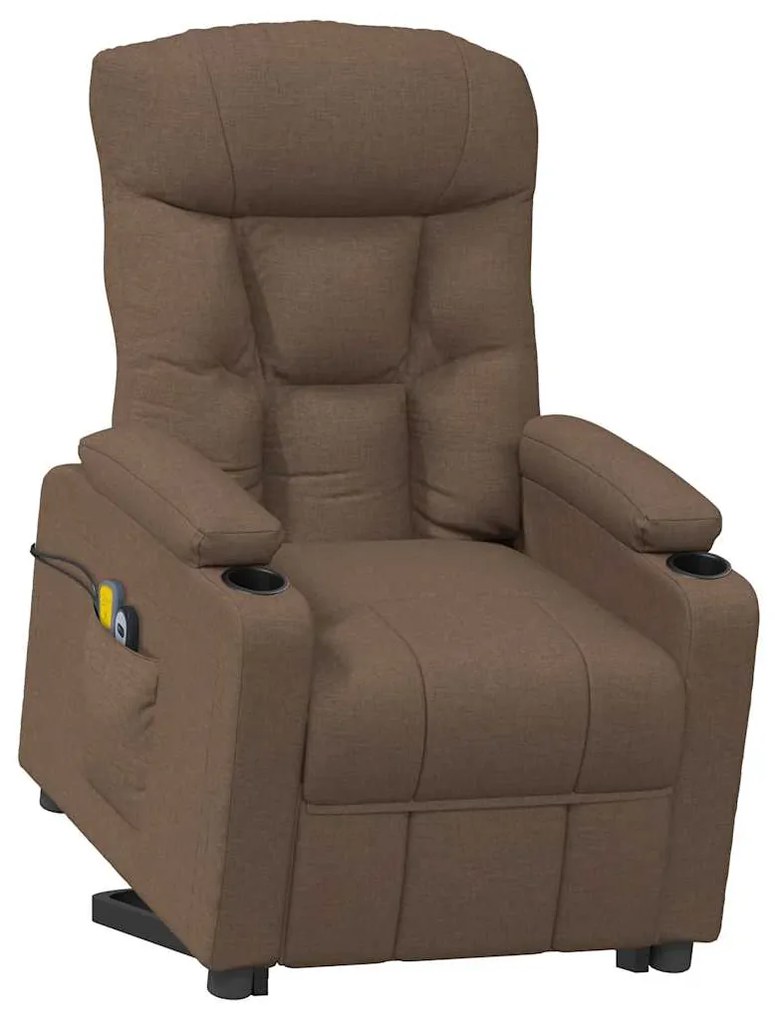 vidaXL Πολυθρόνα Μασάζ με Ανύψωση Καφέ Υφασμάτινη