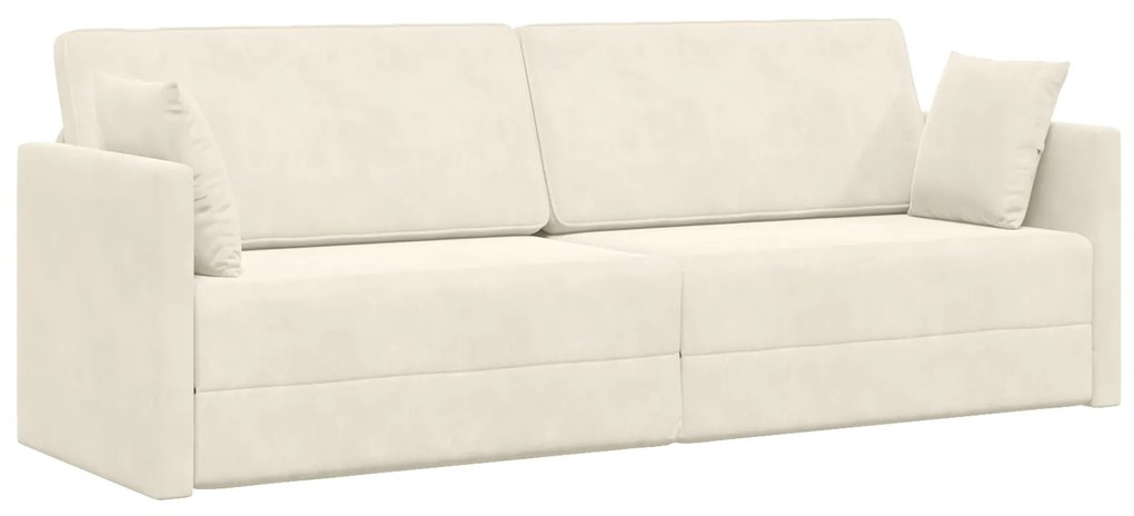 vidaXL Καναπές Κρεβάτι 2 σε 1 Κρεμ 213x144x60 cm Βελούδιο