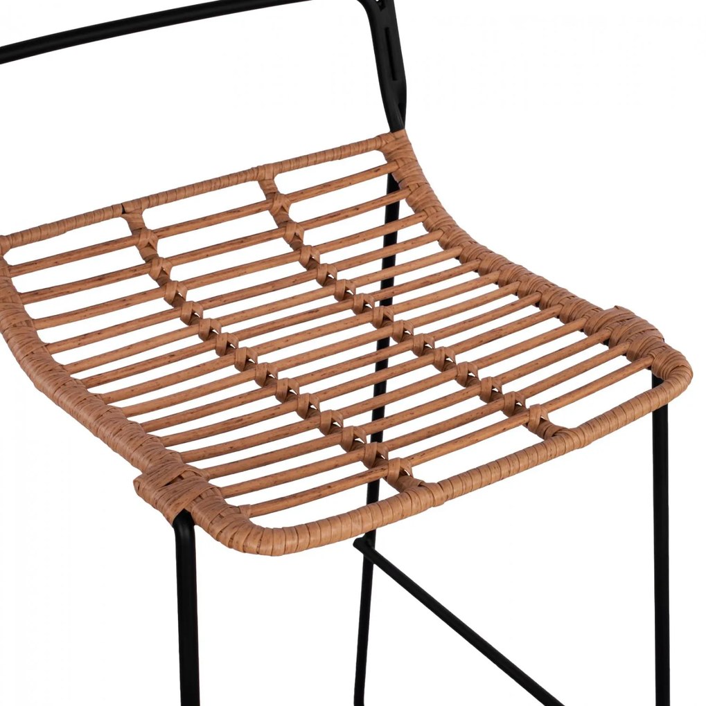 Σκαμπό Μπαρ ALLEGRA C5642 Μεταλλικό με Μπέζ Wicker 48x53x100 εκ. 48x53x100 εκ.
