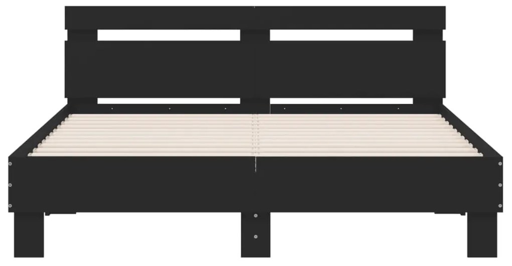 vidaXL Πλαίσιο Κρεβατιού με Κεφαλάρι/LED Μαύρο 150 x 200 εκ