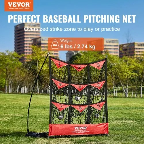 VEVOR 9 Hole Baseball Net, 36&quot;x30&quot; Softball Baseball Training Equipment for Hitting Pitching Practice, Portable Quick Assembly Trainer Aid with Carry Bag, Strike Zone, Ground Stakes, for Youth Adults