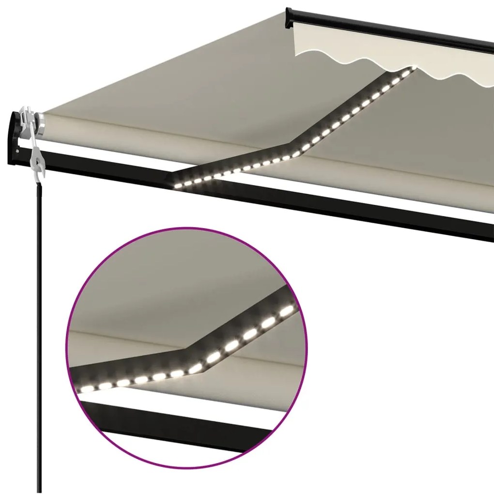 vidaXL Τέντα Αυτόματη με LED & Αισθητήρα Ανέμου Κρεμ 400x350 εκ.