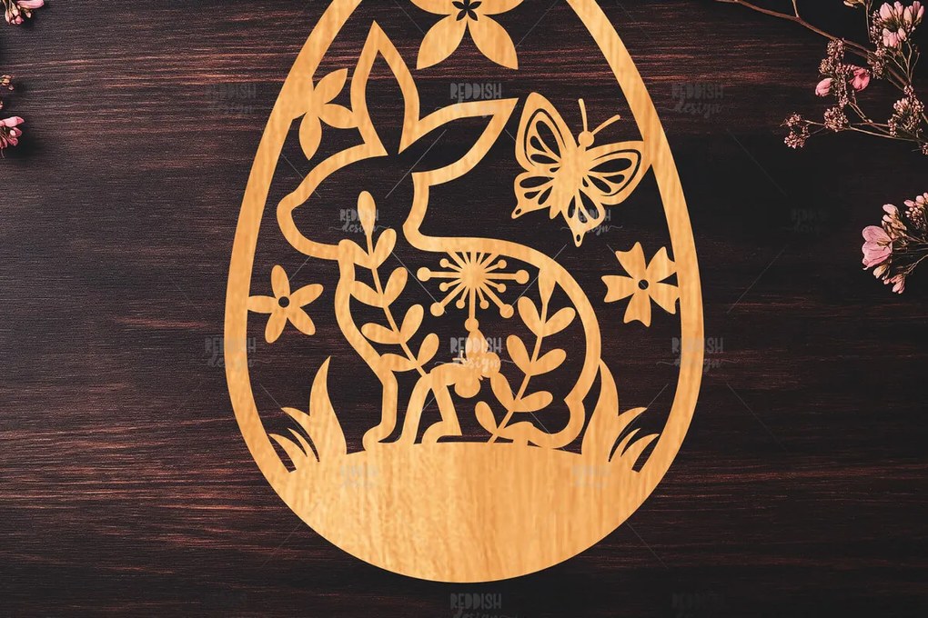 Σετ των 2 Intra απο ξύλο plywood 3mm-4mm πάχος -  κοπής με λέιζερ πασχαλινό αυγό Δίασταση 15x15 cm INTRAFABR-116667980