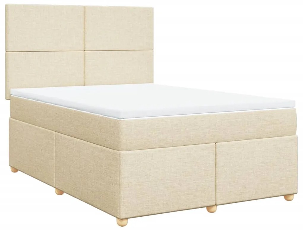 Κρεβάτι Boxspring με Στρώμα Κρεμ 140x200 εκ. Υφασμάτινο - Κρεμ