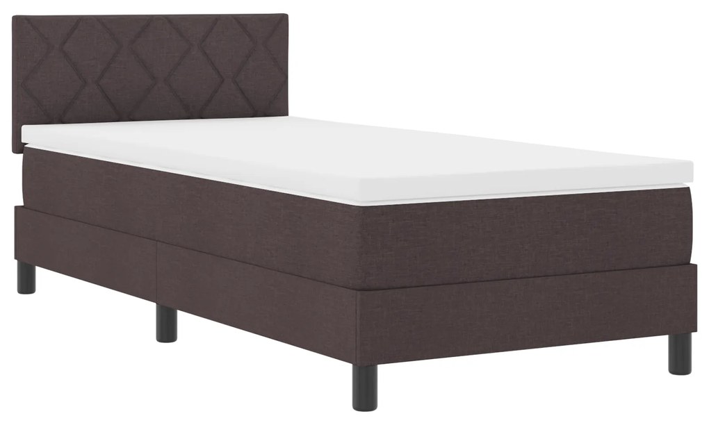 vidaXL Κρεβάτι Box Spring με Στρώμα & LED Σκούρο Καφέ 90x200 cm Υφάσματος