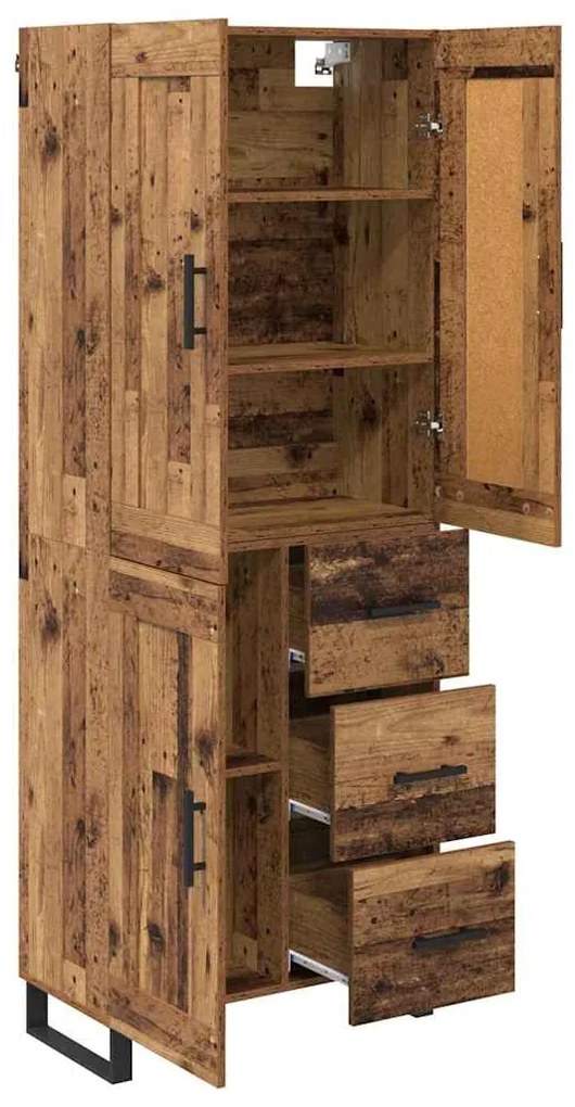 vidaXL Highboard Παλιό ξύλο 69,5 x 34 x 180 εκ. Επεξεργασμένο ξύλο