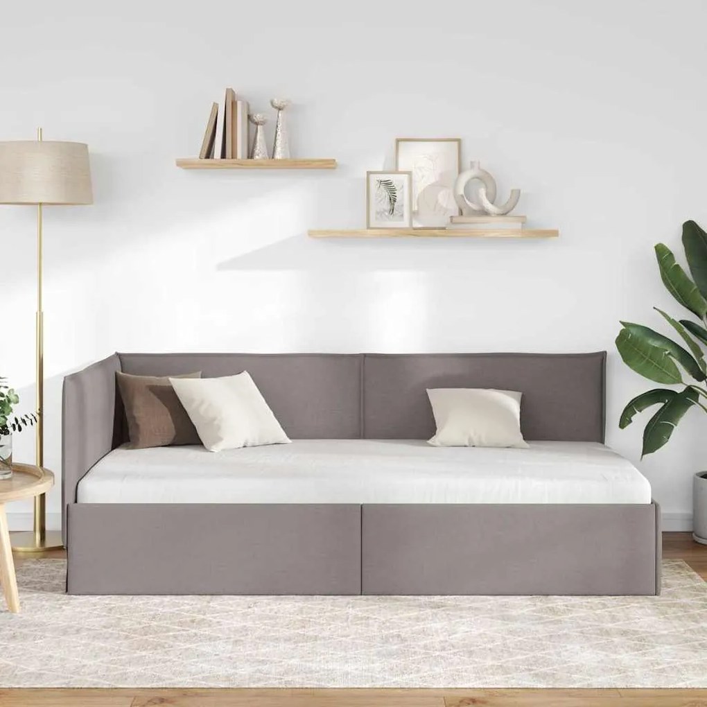 vidaXL Κρεβάτι Γωνίας με κεφαλάρι Taupe 90 x 200 cm ύφασμα
