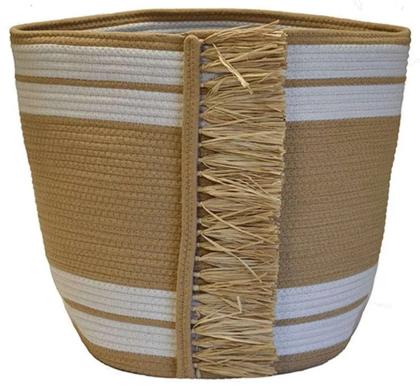 Καλάθι Με Κρόσια 00.06.67606 43x46cm Natural-White Cotton,Wicker