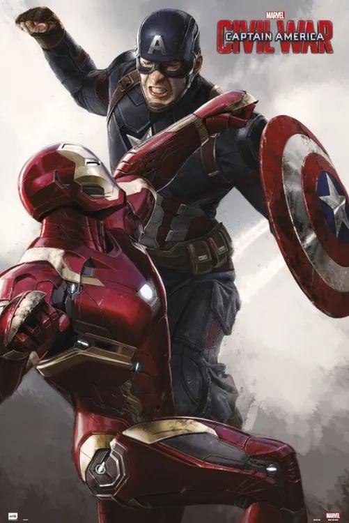Αφίσα The First Avenger: Civil War - Cap VS Iron Man, (61 x 91.5 cm)