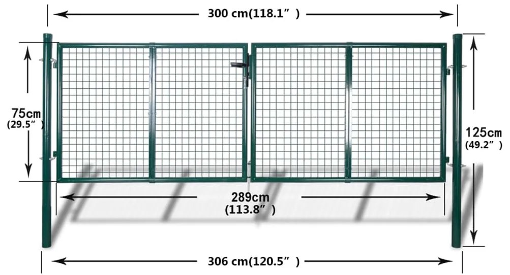 Πόρτα Περίφραξης Κήπου με Πλέγμα 289 x 75 εκ. / 306 x 125 εκ. - Πράσινο