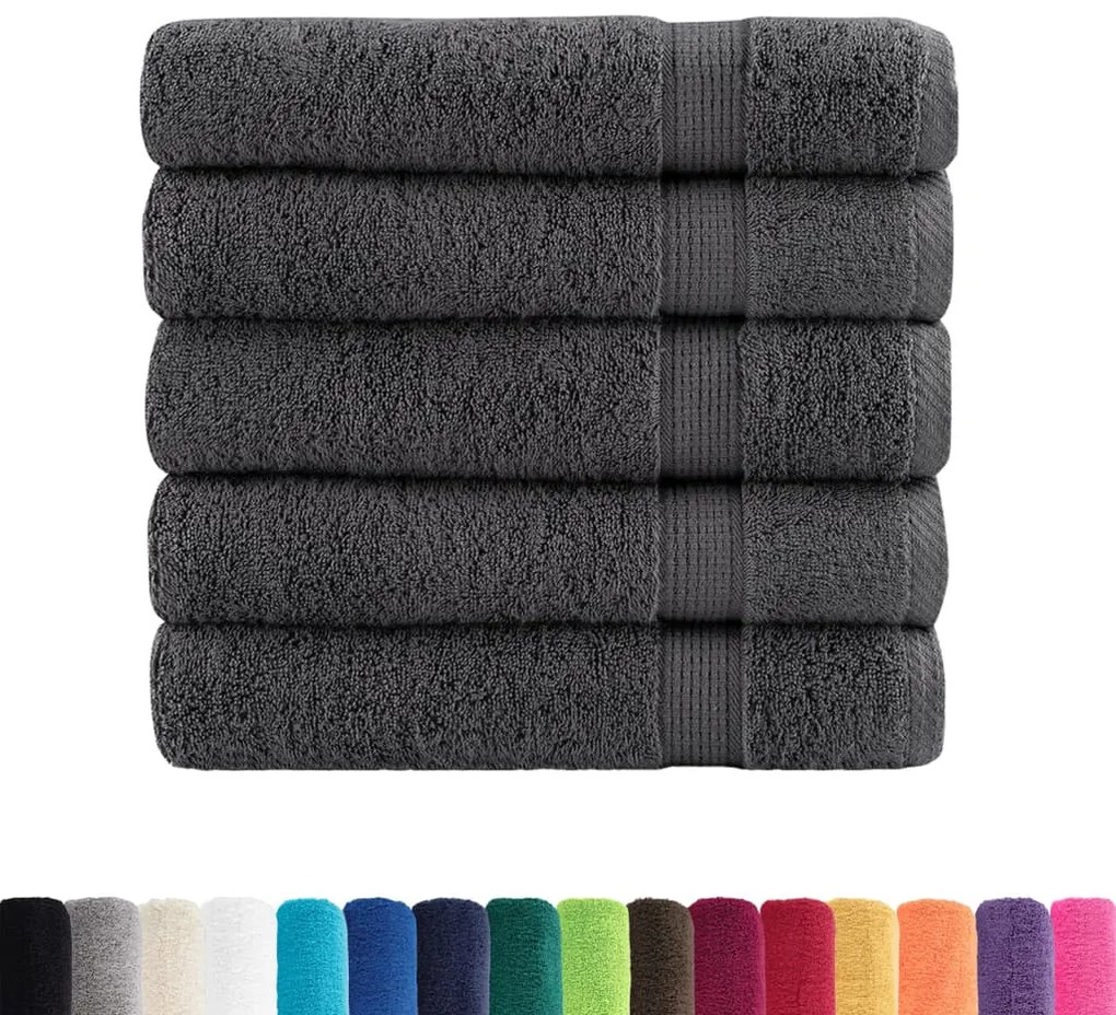 vidaXL Πετσέτες Μπάνιου Premium SOLUND 50 τεμ. Ανθρακί 100x150 εκ. 600 γρ./μ²