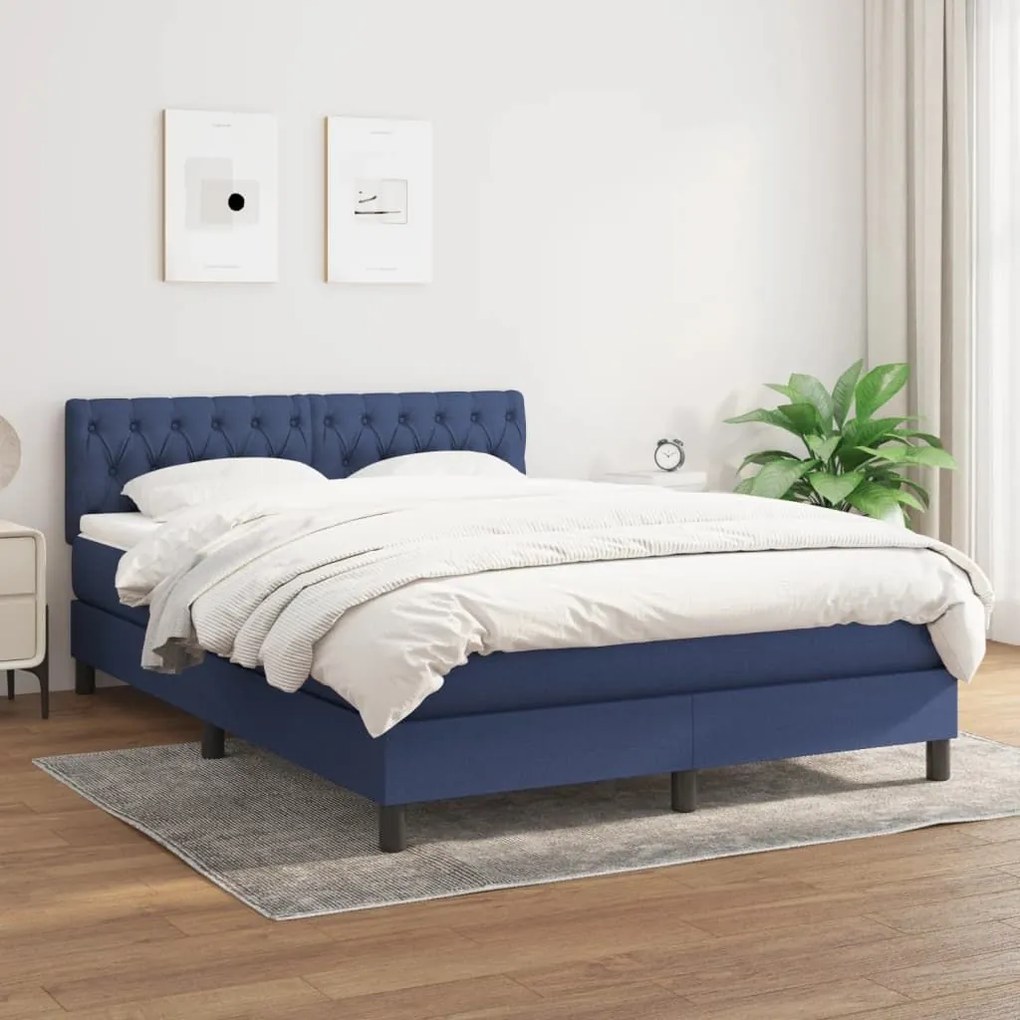 ΚΡΕΒΑΤΙ BOXSPRING ΜΕ ΣΤΡΩΜΑ ΜΠΛΕ 140X200 ΕΚ. ΥΦΑΣΜΑΤΙΝΟ 3140303