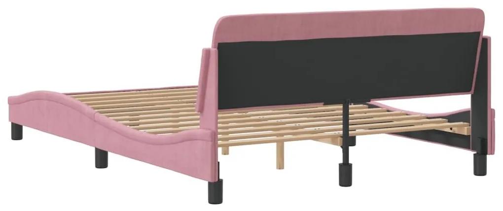 Πλαίσιο Κρεβατιού με Κεφαλάρι Ροζ 140x190 εκ. Βελούδινο - Ροζ