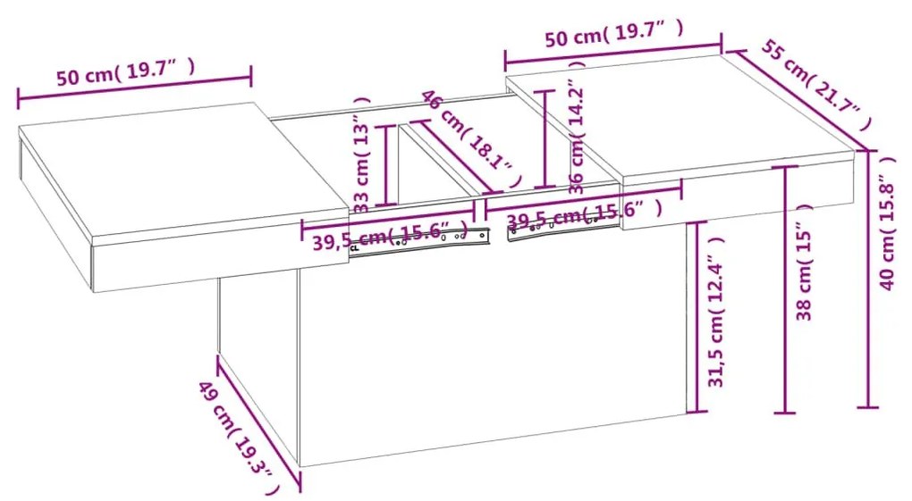 Τραπεζάκι Σαλονιού Λευκό 100x55x40 εκ. Επεξεργασμένο Ξύλο - Λευκό