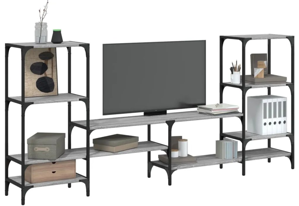 vidaXL Έπιπλο Τηλεόρασης Γκρι Sonoma 206,5x28,5x95 εκ. από Επεξ. Ξύλο
