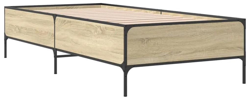 vidaXL Πλαίσιο Κρεβατιού Sonoma Δρυς 90x200 εκ. Επεξ. Ξύλο &amp; Μέταλλο