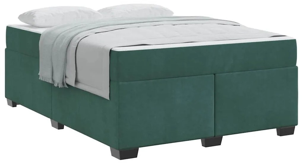 vidaXL Σκελετός Κρεβατιού με στρώμα Σκούρο Πράσινο 160 x 200 cm ύφασμα