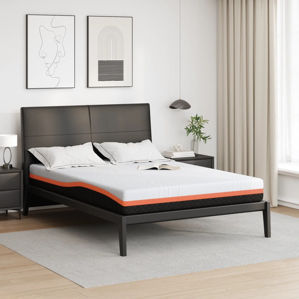 vidaXL Στρώμα Λευκό, Γκρι 140 x 190 cm Pěna