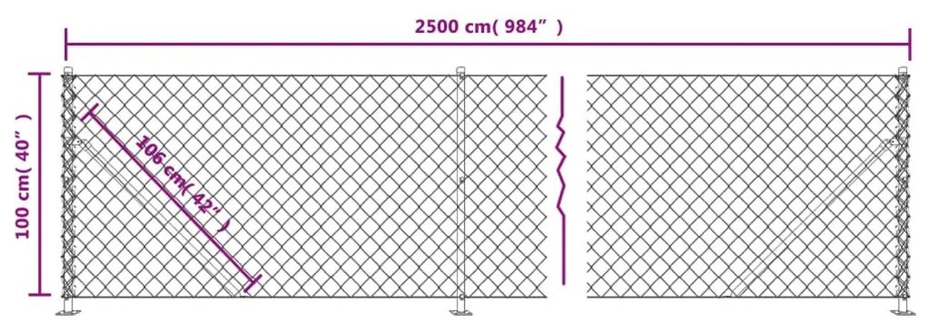 Συρματόπλεγμα Περίφραξης Ασημί 1 x 25 μ. με Βάσεις Φλάντζα - Ασήμι