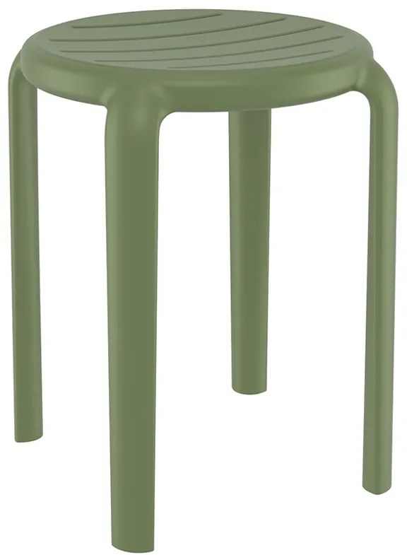 Σκαμπό Tom Olive Green PP 34x34x45cm