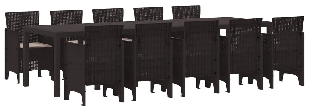 Σέτ φαγητού για κήπο 11 pcs Καφέ και Ταπεί Πολυ ράταν