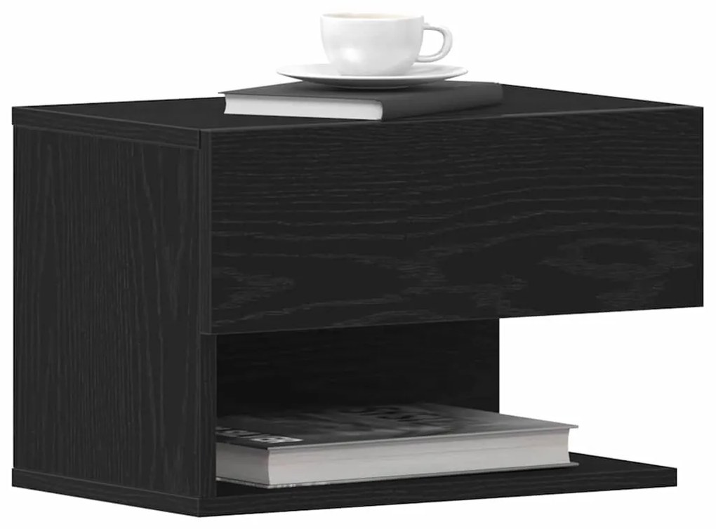 vidaXL Κομοδίνο 2 pcs Μαύρη Οξυά 46 x 30 x 30 εκ Επεξεργασμένο ξύλο