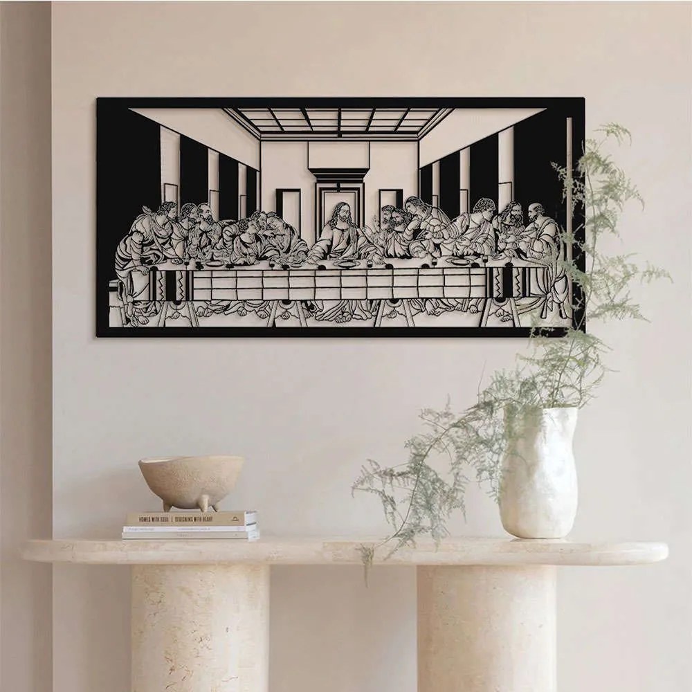 Διακοσμητικό Τοίχου The Last Supper 507ATP1213 95x46cm Black Wallity Steel