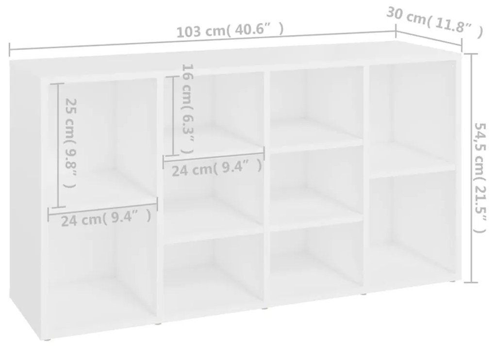 Παπουτσοθήκη Λευκή 103 x 30 x 54,5 εκ. από Επεξ. Ξύλο - Λευκό