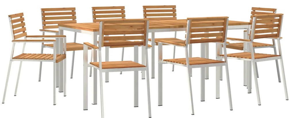 vidaXL Σετ κηπουρικής 9 κομματιών από ξύλο teak και ανοξείδωτο χάλυβα