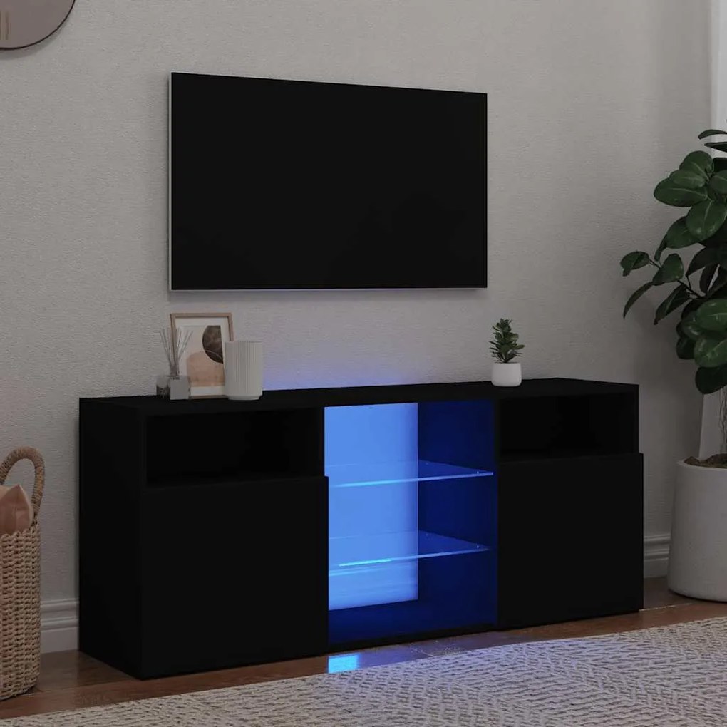 vidaXL Έπιπλο Τηλεόρασης με LED Μαύρο 120x35x15,5 εκ.